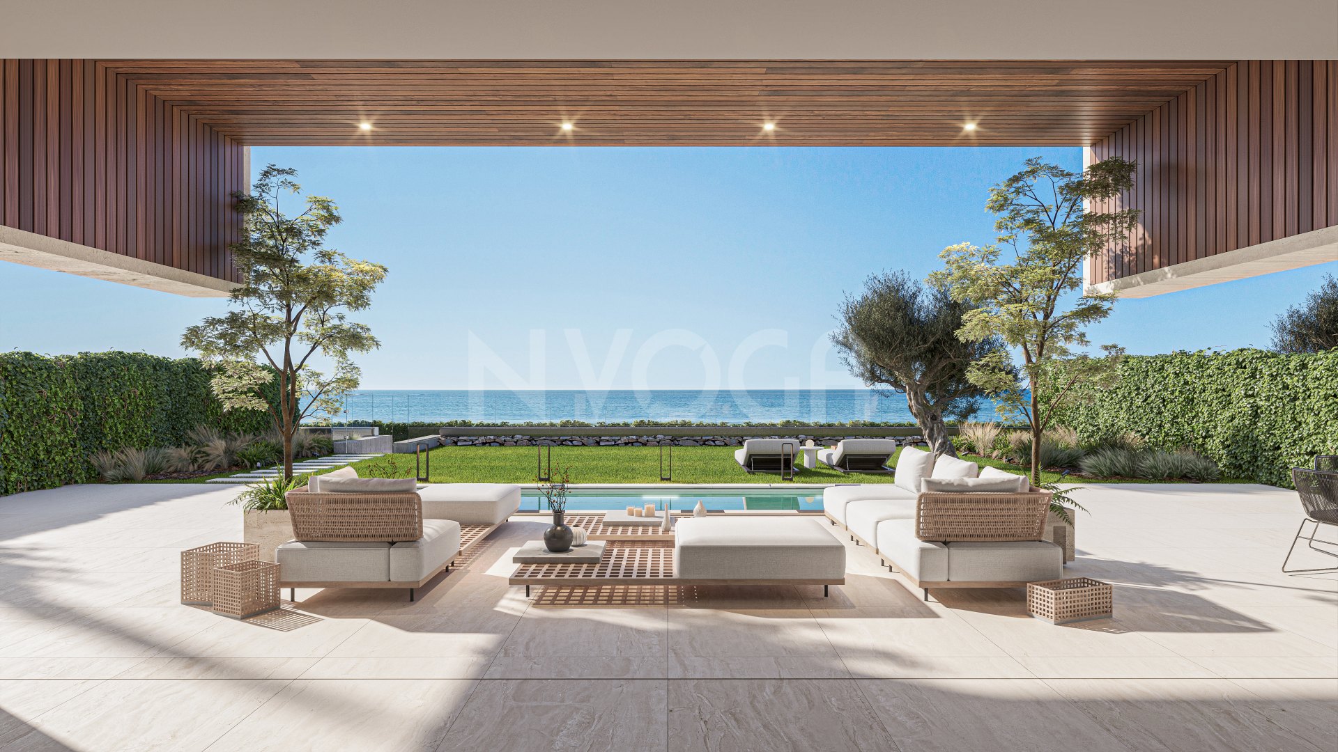 Fantástica villa de 3 dormitorios en primera línea de playa con piscina privada y vistas panorámicas a la Costa del Sol en un complejo exclusivo en Manilva Beach.