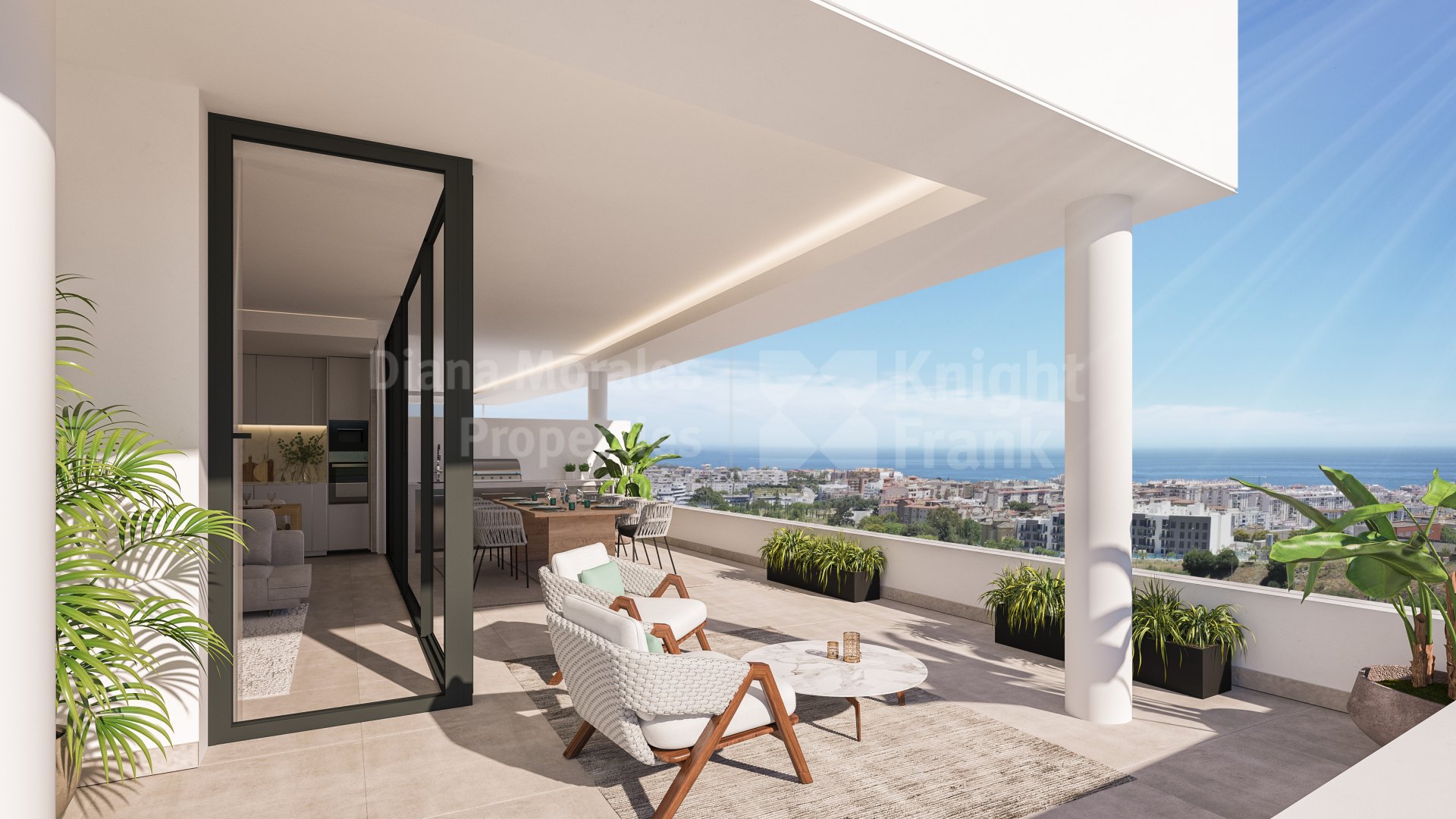 Estepona, Penthouse duplex de 3 chambres avec vue sur la mer