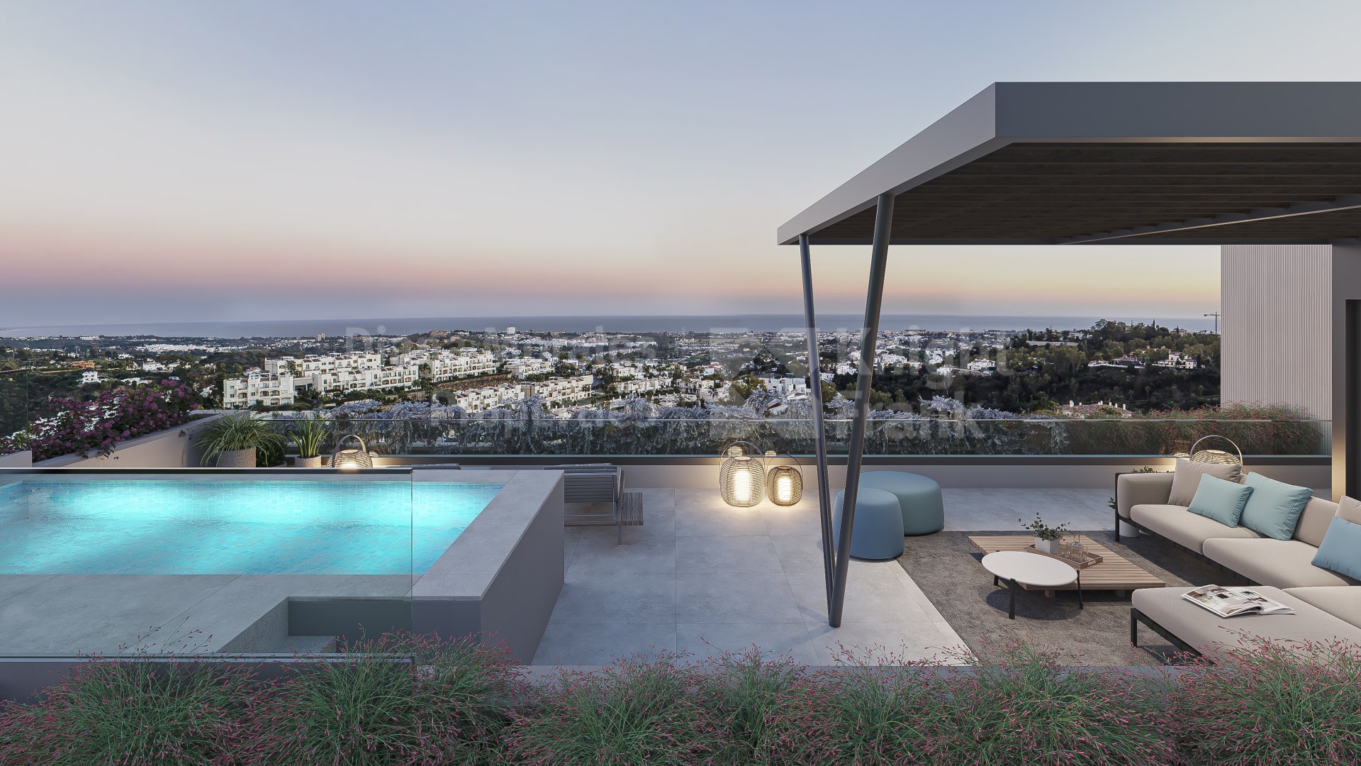 Las Colinas de Marbella, Ático de tres dormitorios con solárium, piscina y vistas panorámicas