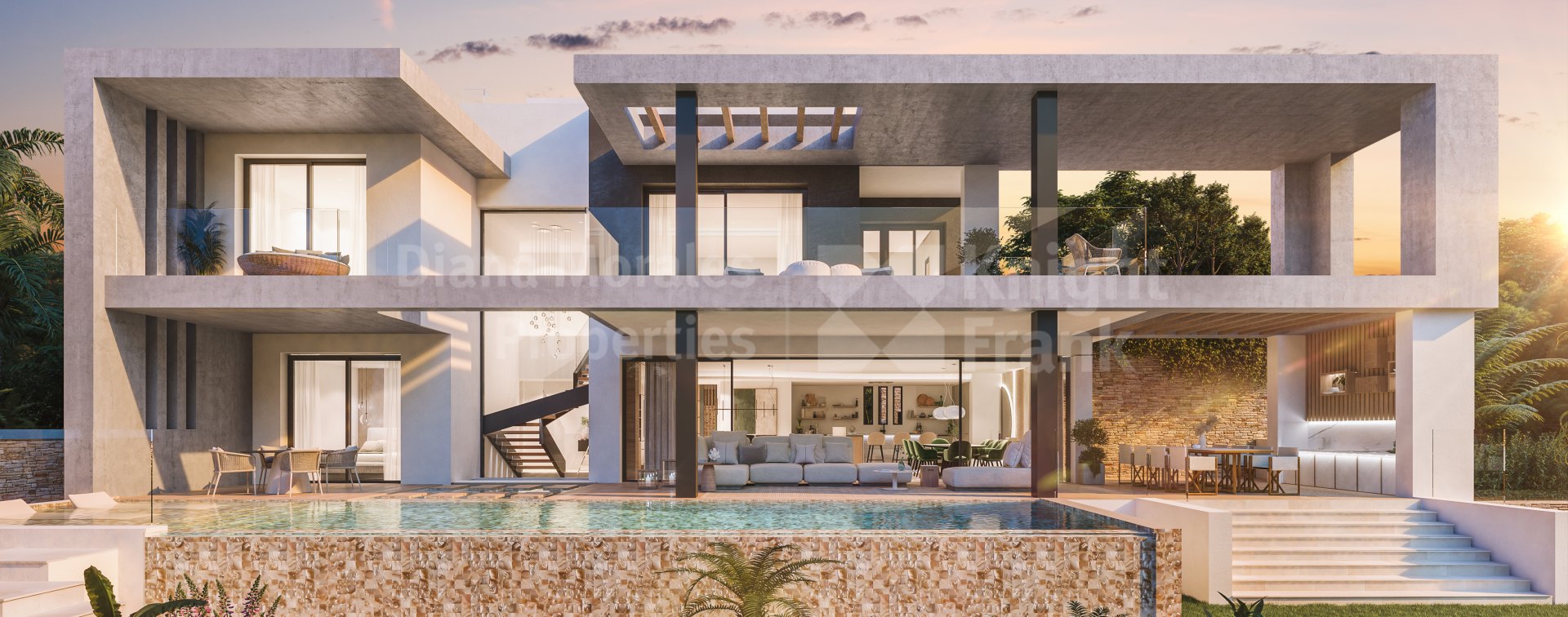 Villa moderna de 5 dormitorios orientada al sur en Lomas del Virrey