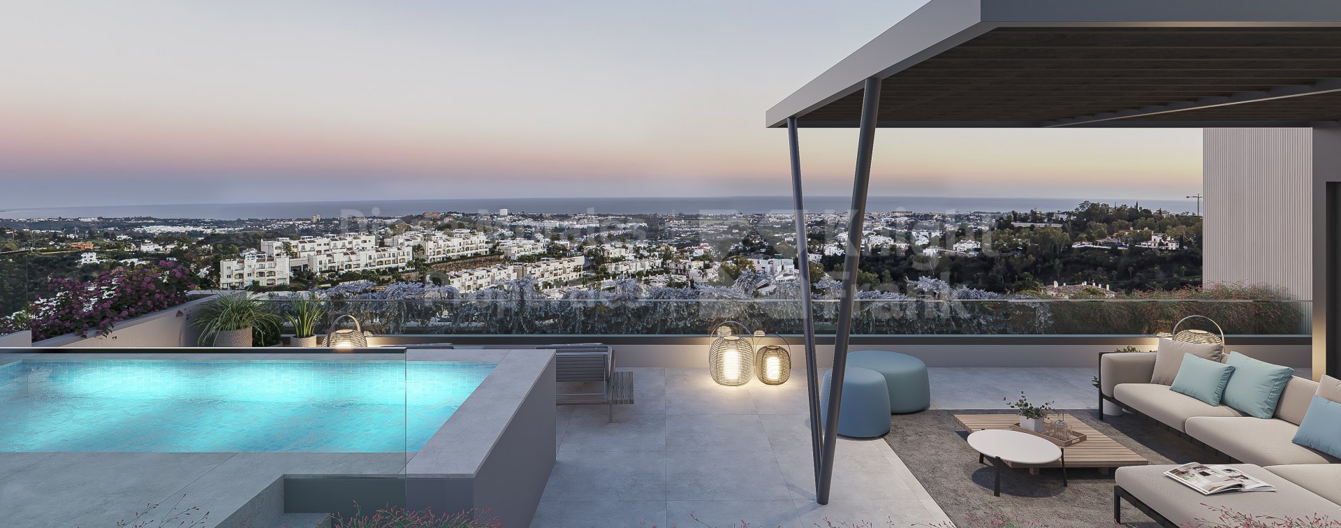 Las Colinas de Marbella, Penthouse mit großer Sonnenterrasse und privatem Swimmingpool mit Panoramablick