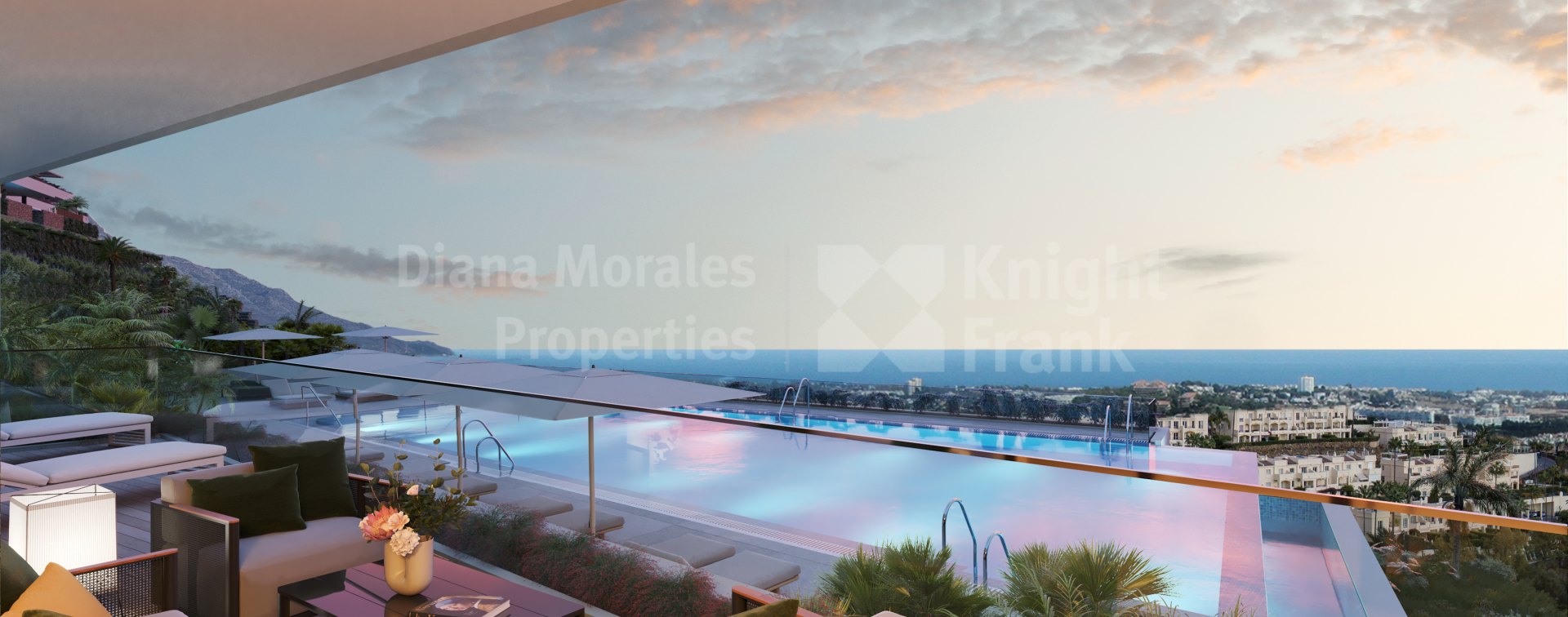 Las Colinas de Marbella, Erdgeschosswohnung mit vier Schlafzimmern, Garten und privatem Pool mit Panoramablick