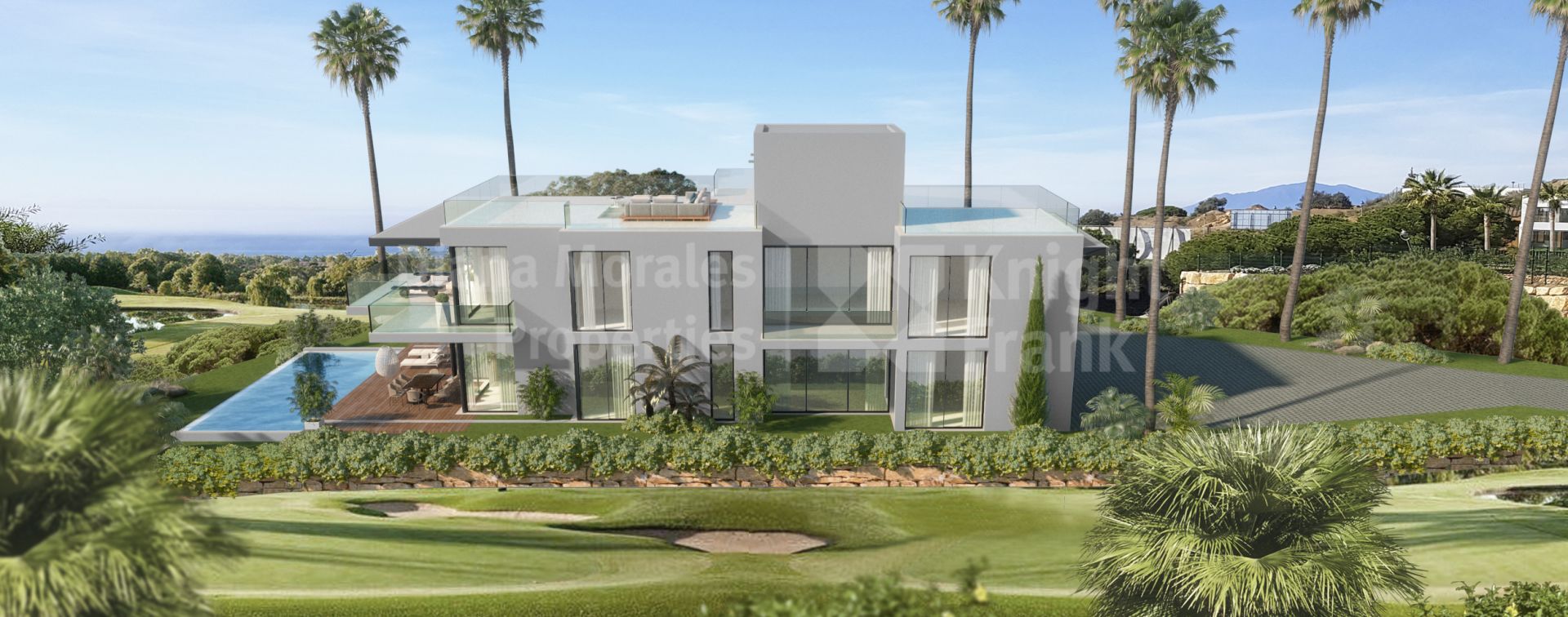 Cabopino, Moderne Villa mit Meer- und Golfblick