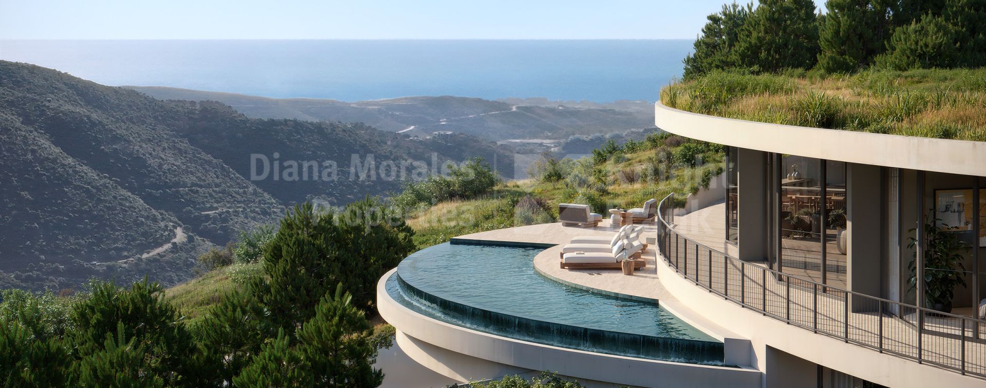Monte Mayor, Villa contemporaine de 5 chambres avec vue sur la mer