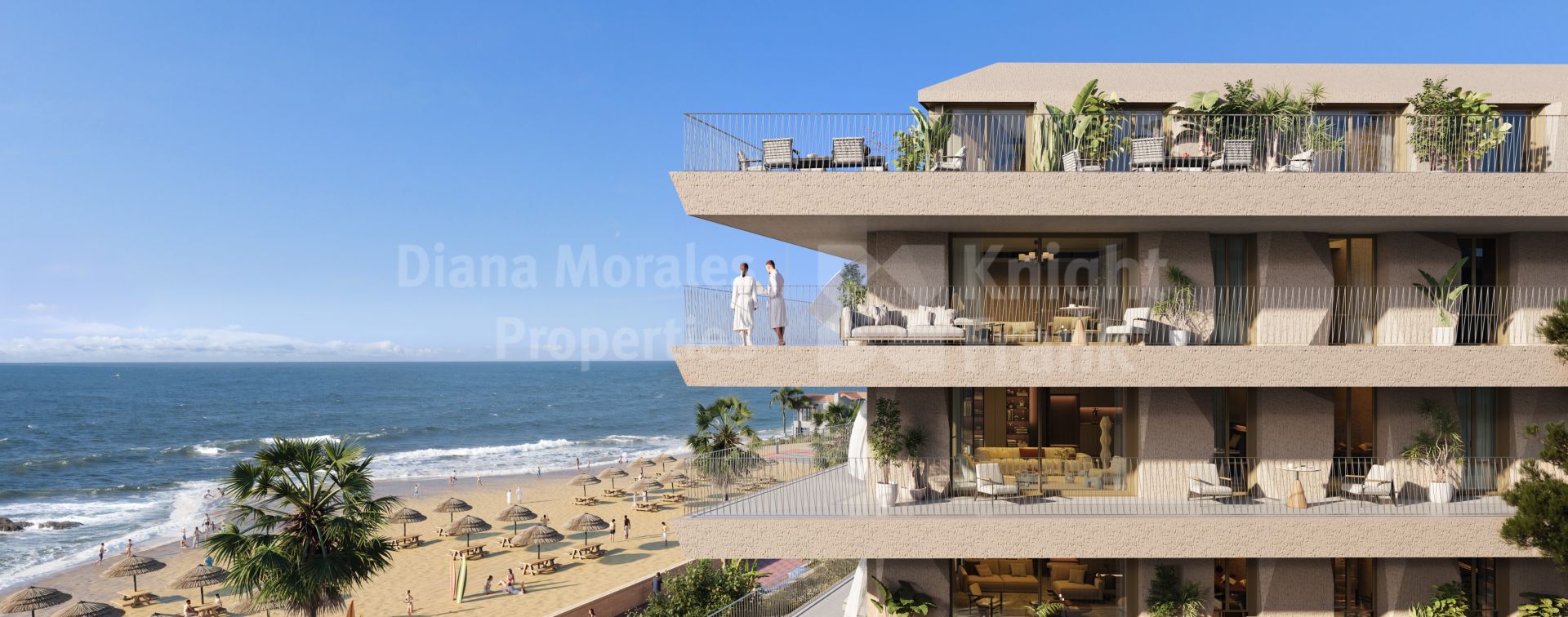 Manilva Beach, Vier-Zimmer-Wohnung in einer Anlage direkt am Strand mit Meerblick