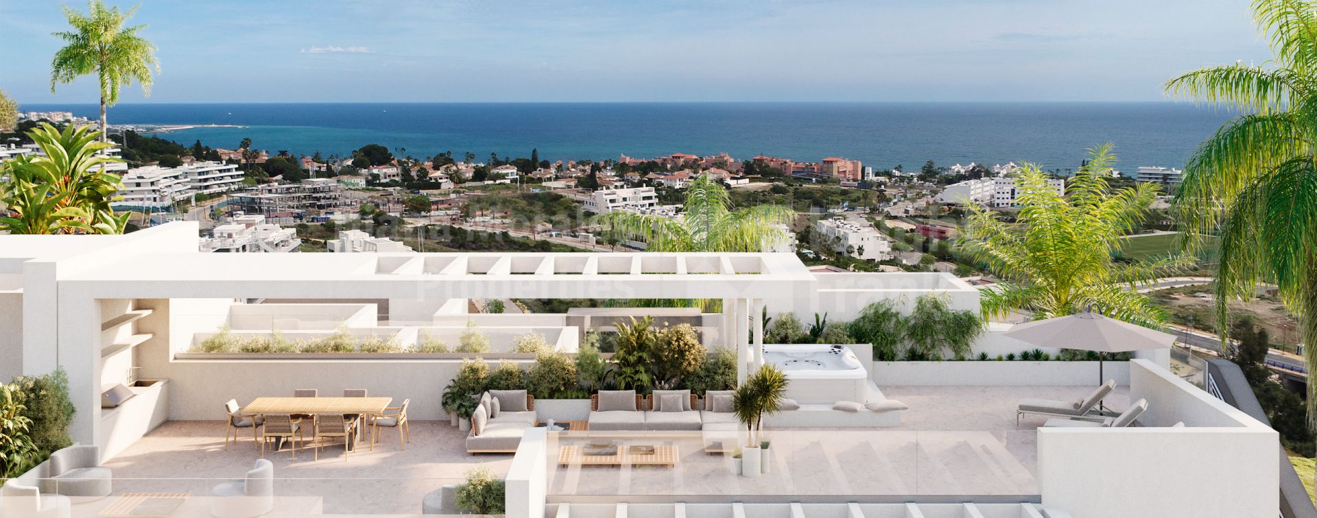 Estepona Oeste, Ático de tres dormitorios con solárium en el oeste de Estepona