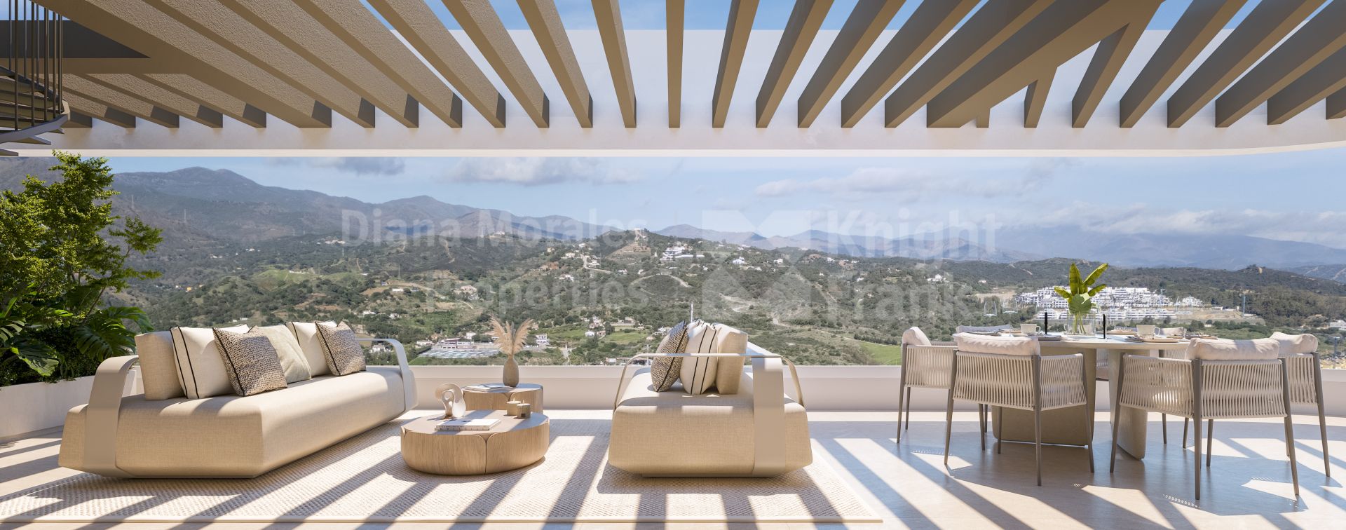 Las Mesas, Ático de tres dormitorios con solárium y vistas al mar en Estepona