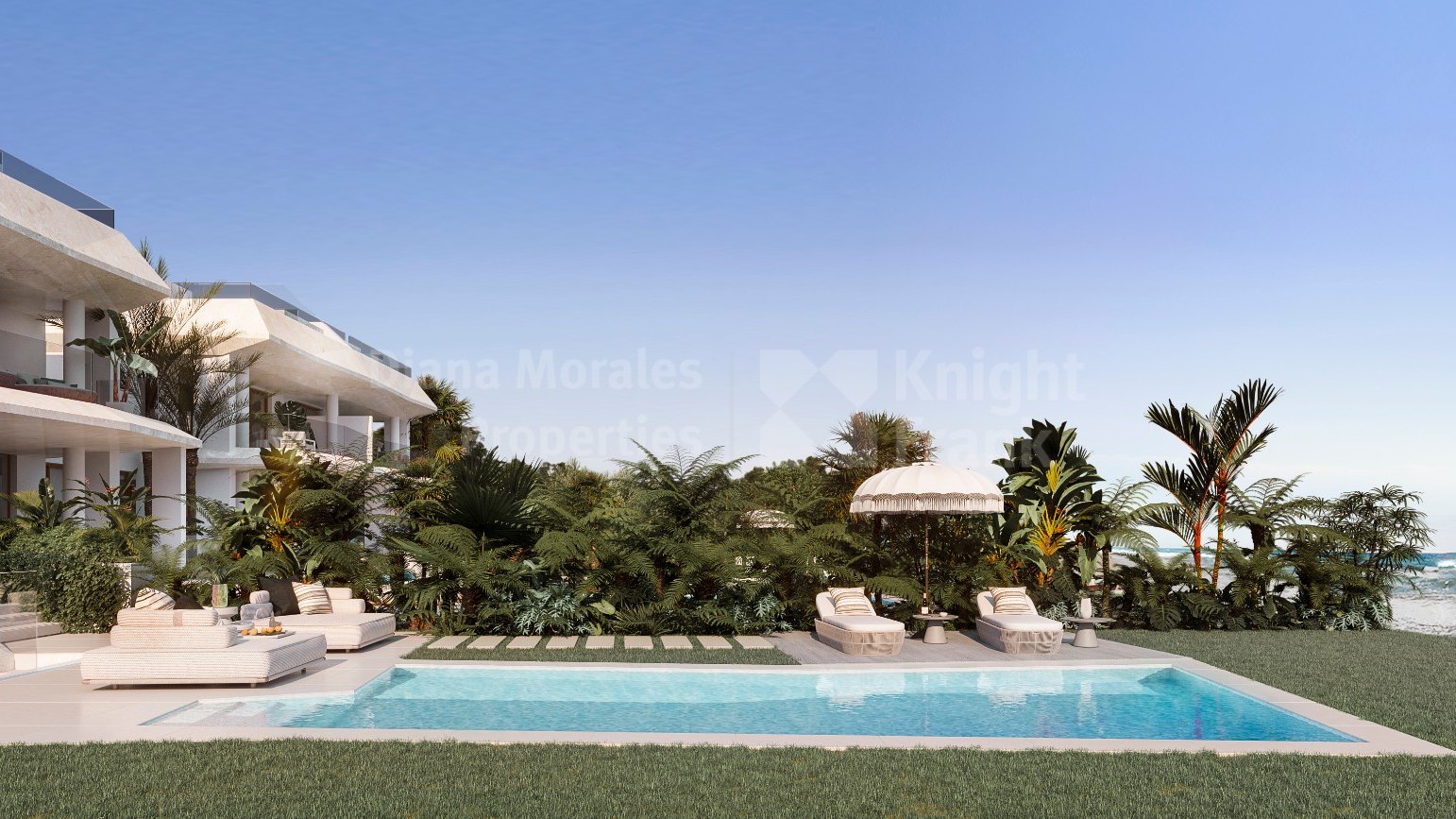 Marbesa, Villa contemporánea en complejo frente al mar con Impresionantes vistas