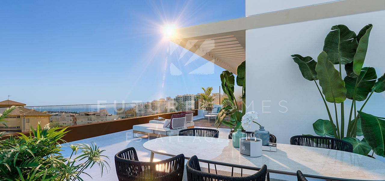 Brand new modern apartment for sale near Estepona port with a very large private terrace! 