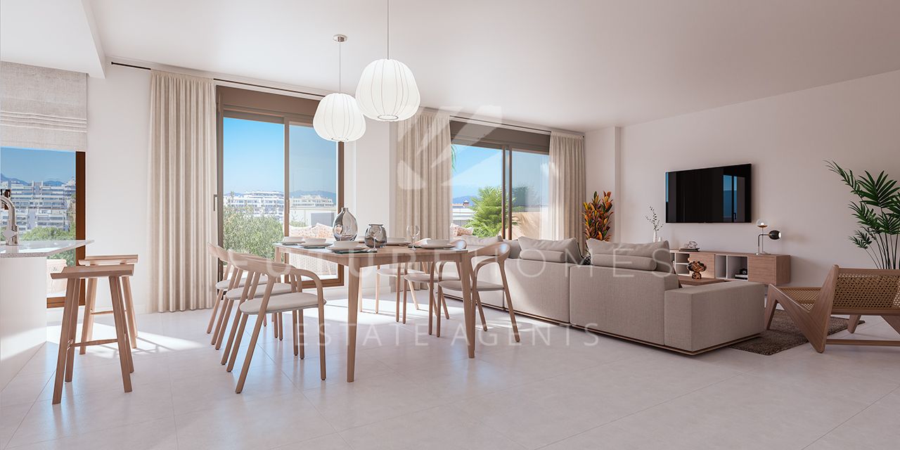 JUST LAUNCHED! Brand new modern apartment for sale near Estepona port with a very large private terrace! 