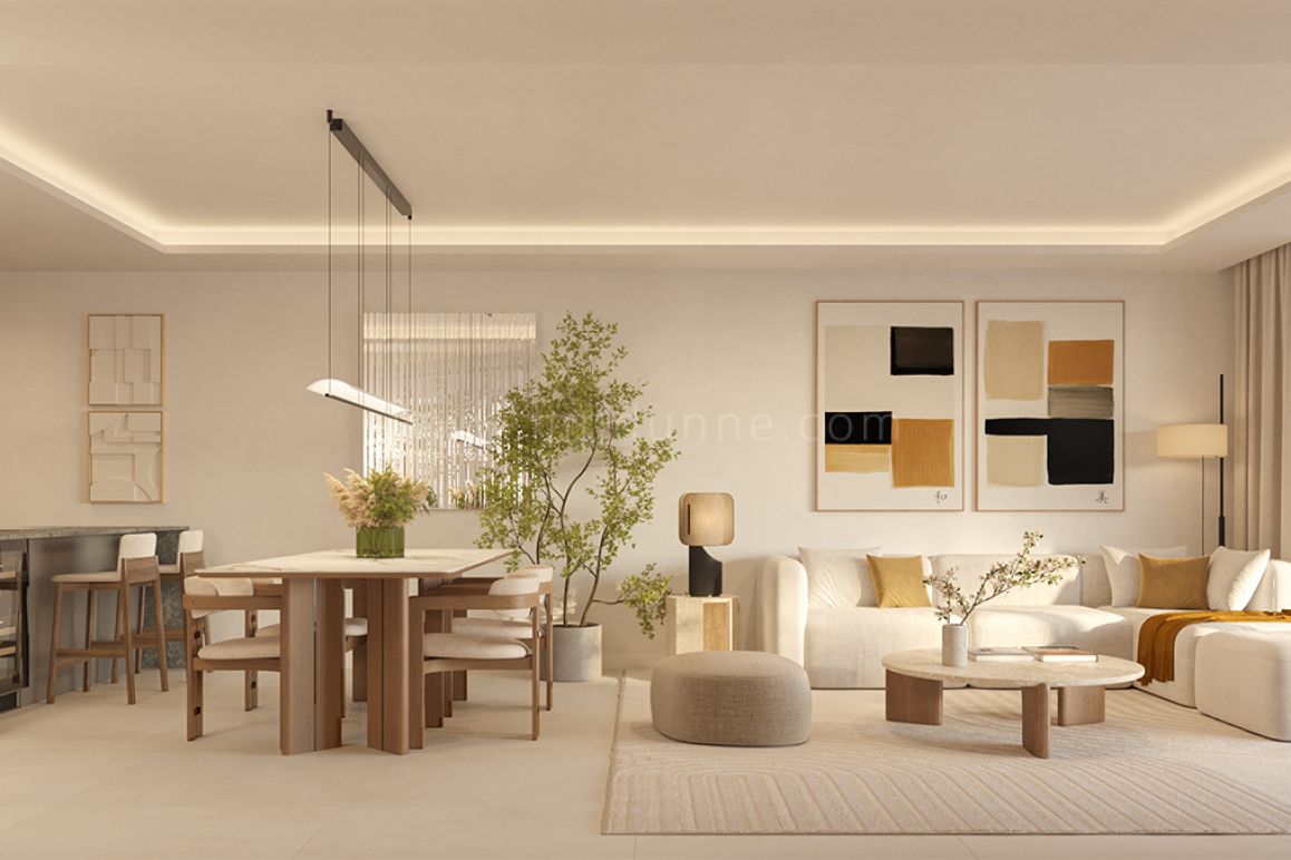 Apartamento de tres dormitorios con vistas al mar en planta baja con jardín en Benalmádena