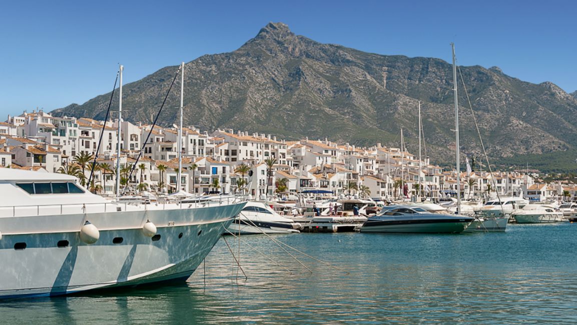 boat embarked in puerto banus, popular marina in marbella, costa del sol