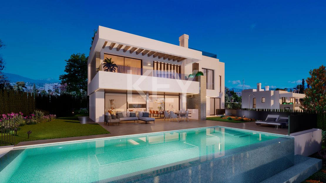 New project of modern style villas in the New Golden Mile, Estepona