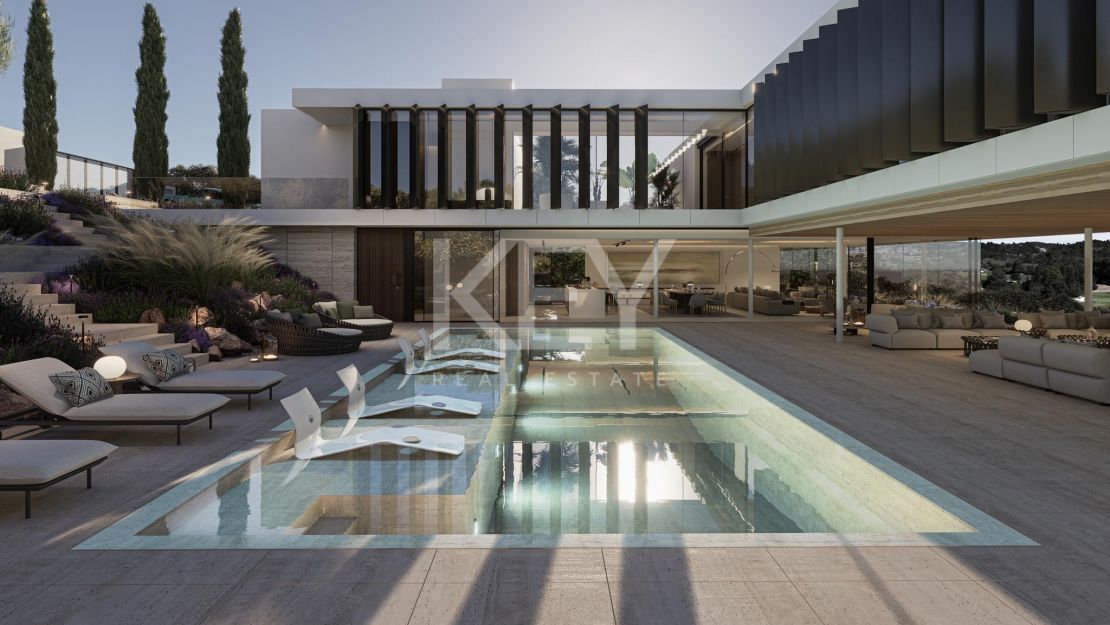 Эксклюзивный участок с панорамным видом на поле для гольфа и море в Ла-Ресерва, Сотогранде