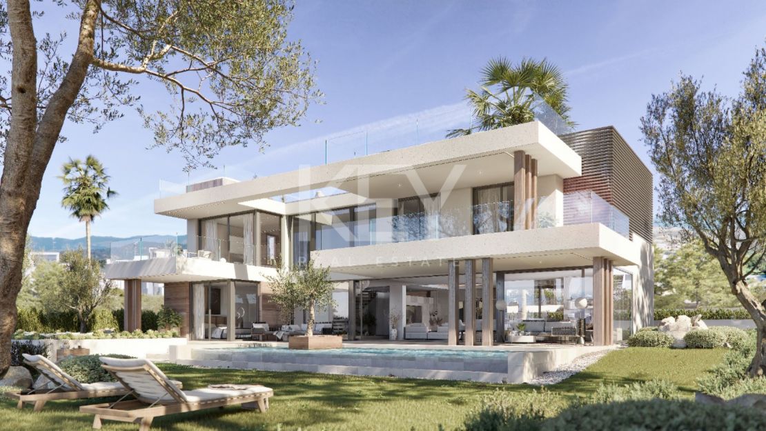 Villa de lujo de dos dormitorios con vistas al mar y piscina infinita en la zona de Cancelada, Norte de Estepona