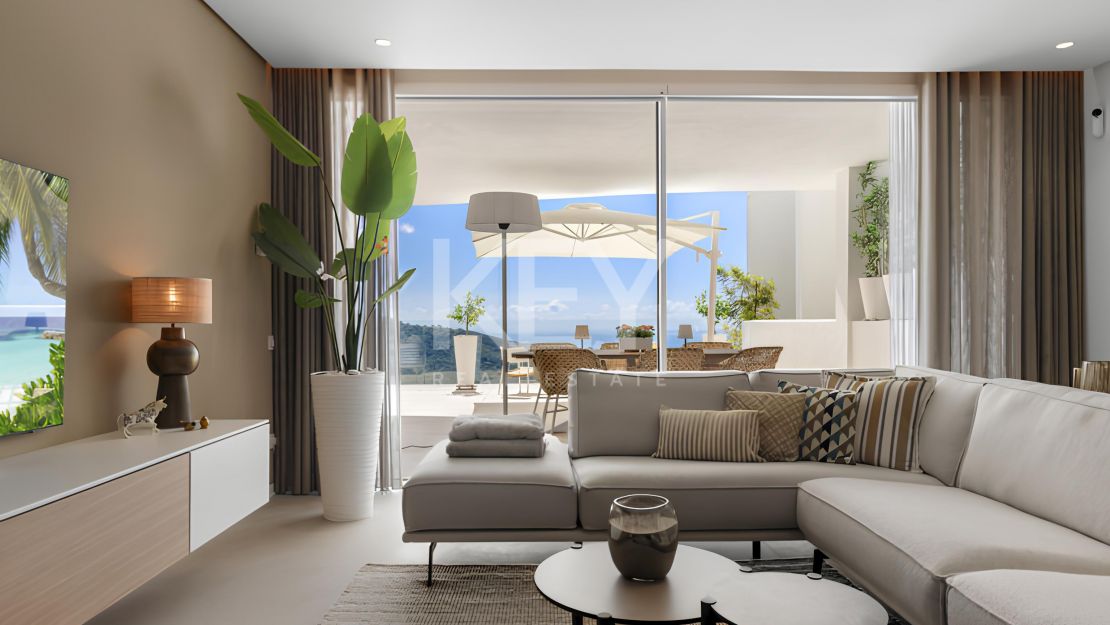 Elegante apartamento con vistas panorámicas al mar en la exclusiva comunidad de Palo Alto, Marbella