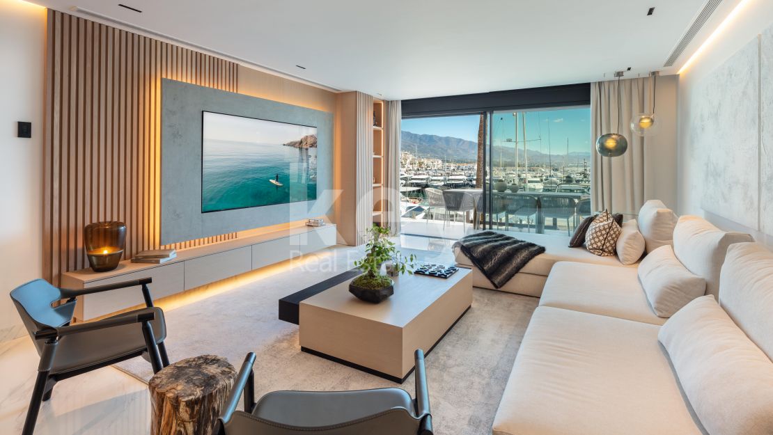 A sleek contemporary apartment for sale located within the famous Puerto Banus Marina