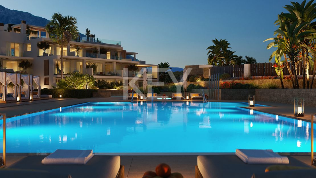 The luxurious apartments in a gated community for sale in the prime location on the Golden Mile, Marbella