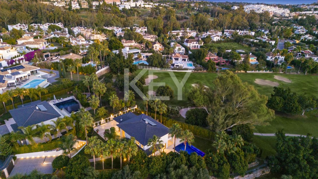 Luxurious, frontline golf villa with La Concha views for sale in Nueva Andalucia, Marbella