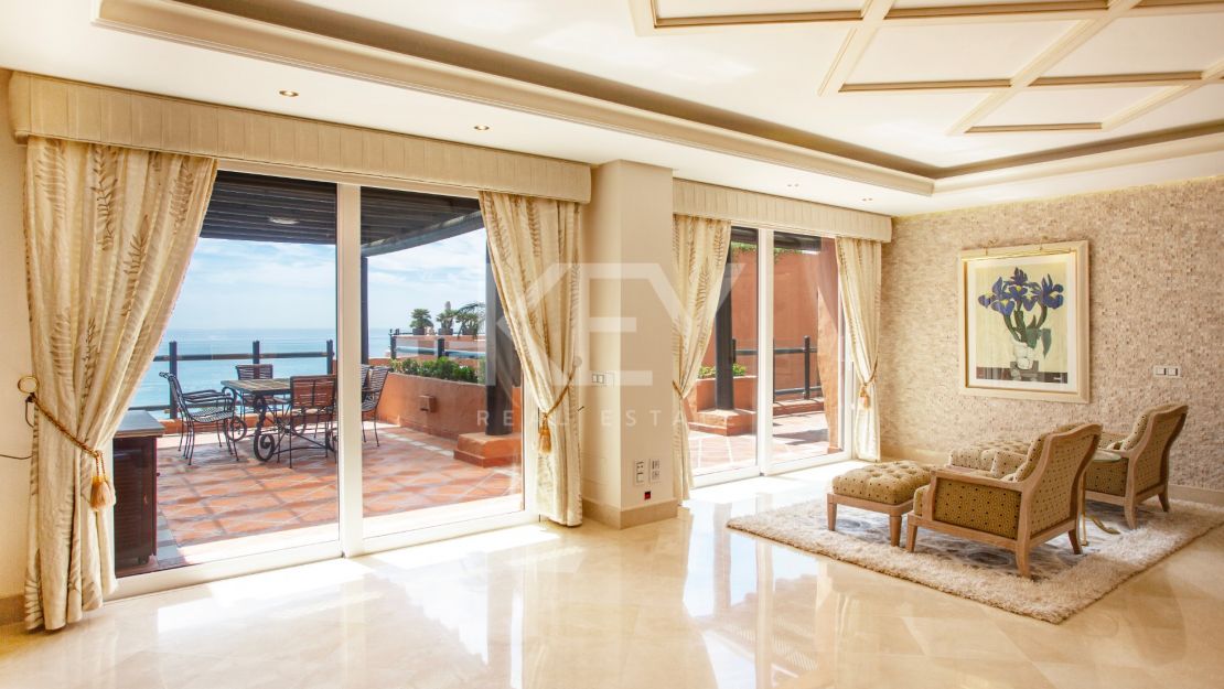 Stunning front line beach luxury penthouse in Kempinski resort for sale on the New Golden Mile, Marbella