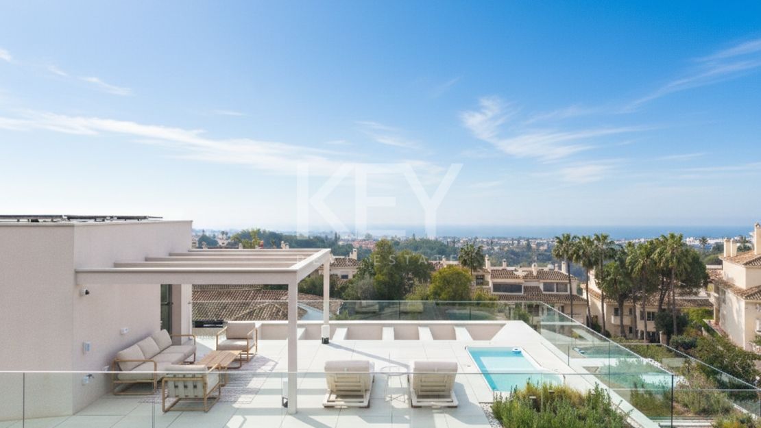 Contemporary sustainable villa with panoramic sea views in Cascada de Camoján, Marbella Golden Mile