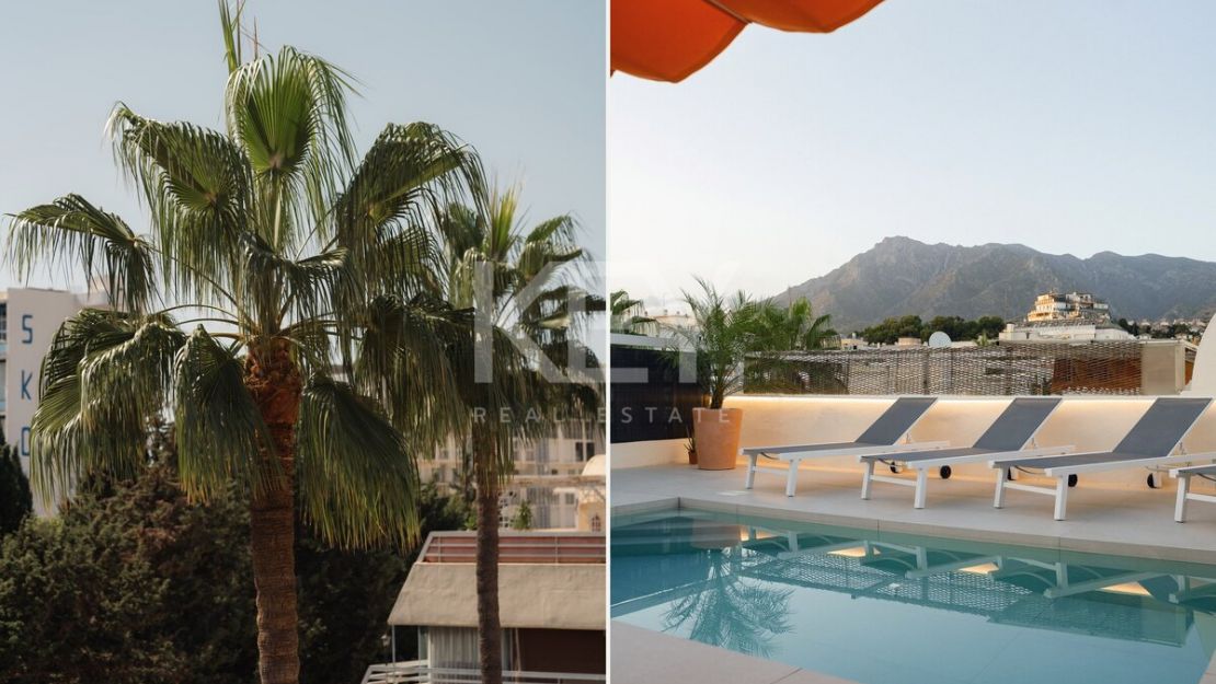 Ático con piscina privada en la azotea y vistas a La Concha en el corazón de Marbella