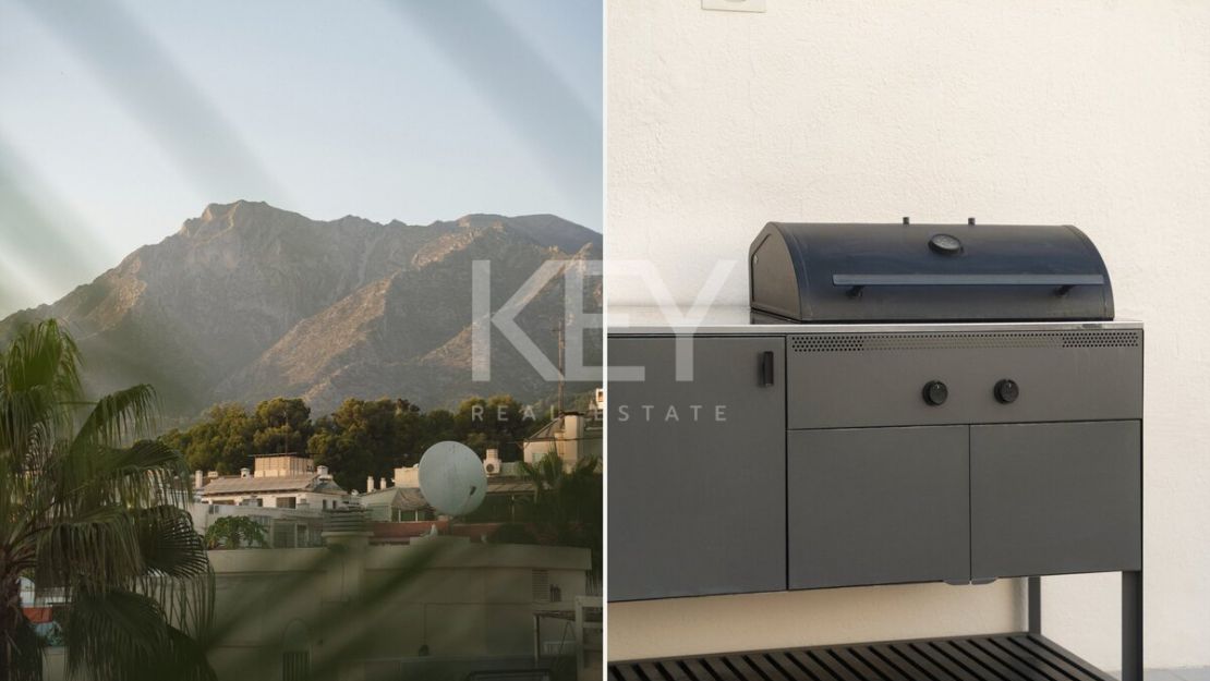 Ático con piscina privada en la azotea y vistas a La Concha en el corazón de Marbella