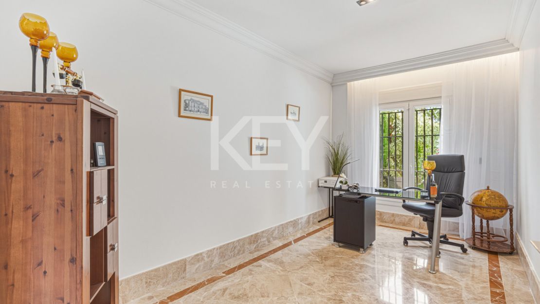 Beautiful south-facing Semi-detached Villa located within the exclusive gated community of Santa Clara Golf, Marbella
