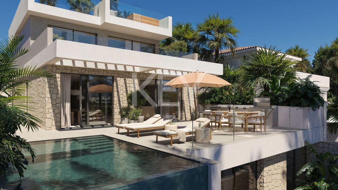 Modern villa with panoramic views and rooftop jacuzzi in Nueva Andalucía