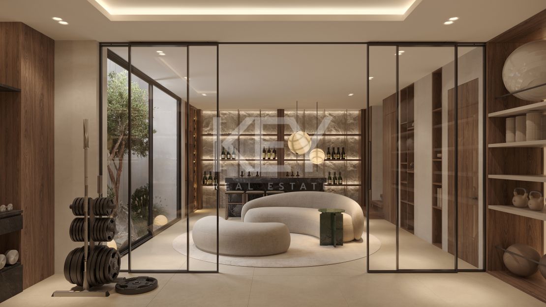 Contemporary villa with rooftop terrace and wellness amenities in Monte Biarritz, Estepona East