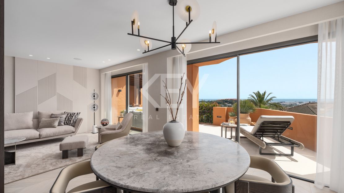 Элегантные апартаменты с четырьмя спальнями и панорамным видом на море в Ла Серкилья, Нуэва Андалусия
