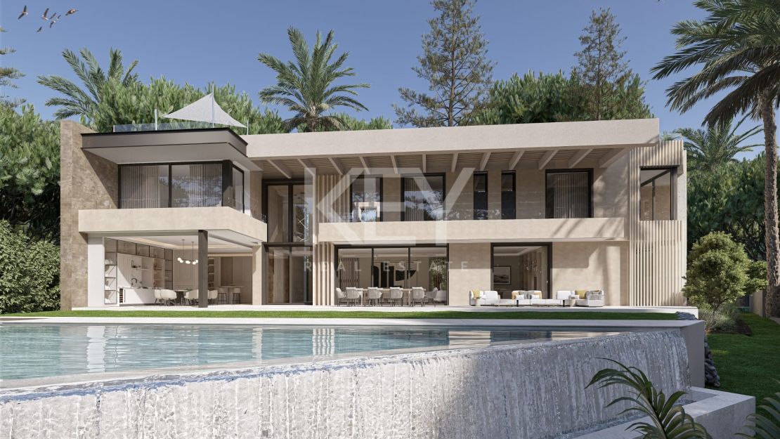 Newly built modern villa with rooftop sea view just steps from the beach in Los Monteros, Marbella East