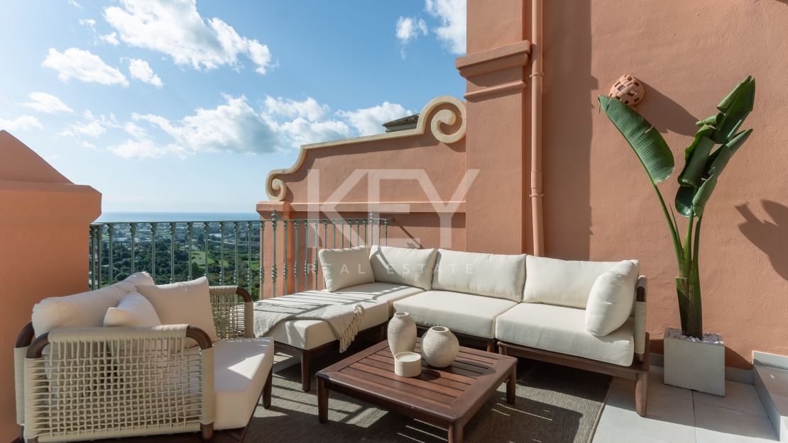 Scandinavian-inspired duplex apartment with sea views in a peaceful hilltop setting in Monte Halcones, Benahavis