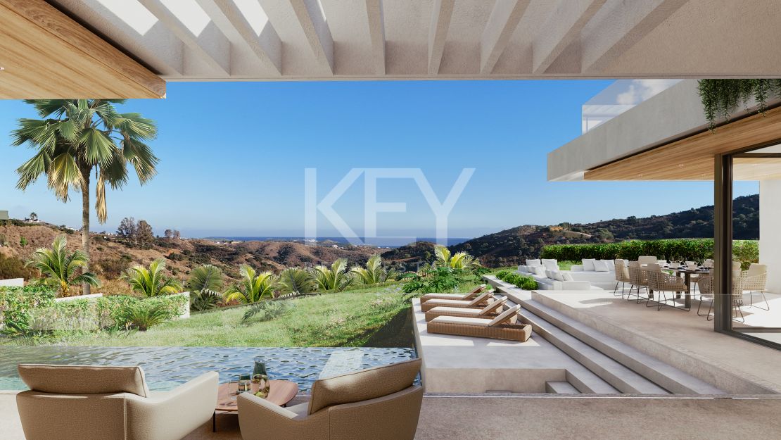 Contemporary Villa with sea and golf views in a secure enclave in Los Flamingos, Benahavis
