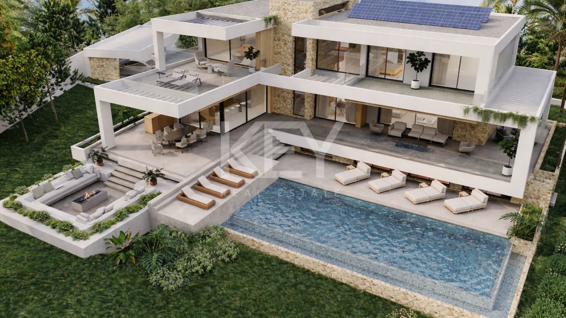 Contemporary Villa with sea and golf views in a secure enclave in Los Flamingos, Benahavis