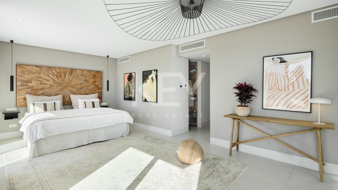 Moderna villa de 5 dormitorios con vistas al mar en venta en La Cerquilla, Nueva Andalucía