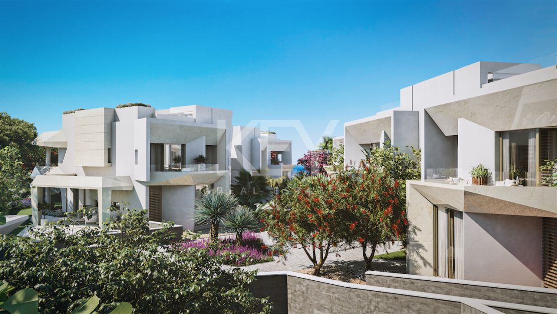 Moderna villa pareada con piscina en la azotea y vistas al mar en Nueva Andalucía