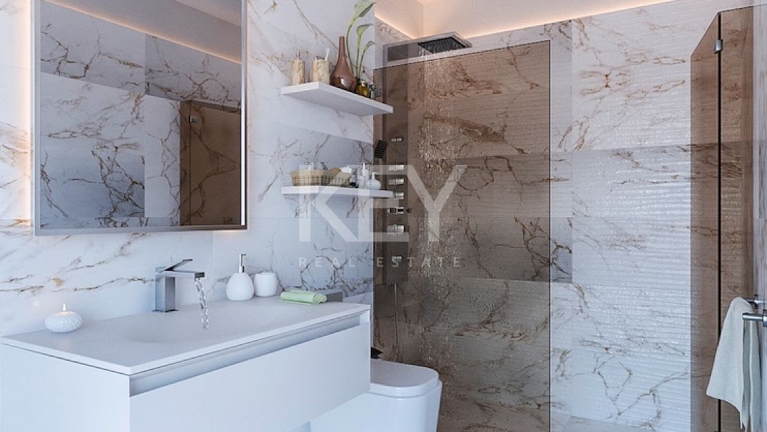 Moderna villa pareada con piscina en la azotea y vistas al mar en Nueva Andalucía