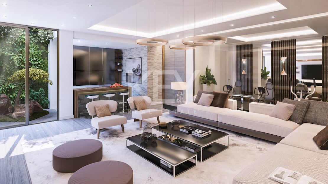 Moderna villa pareada con piscina en la azotea y vistas al mar en Nueva Andalucía