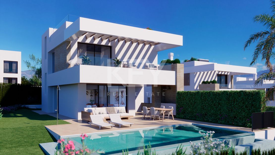 New project of modern style villas in the New Golden Mile, Estepona