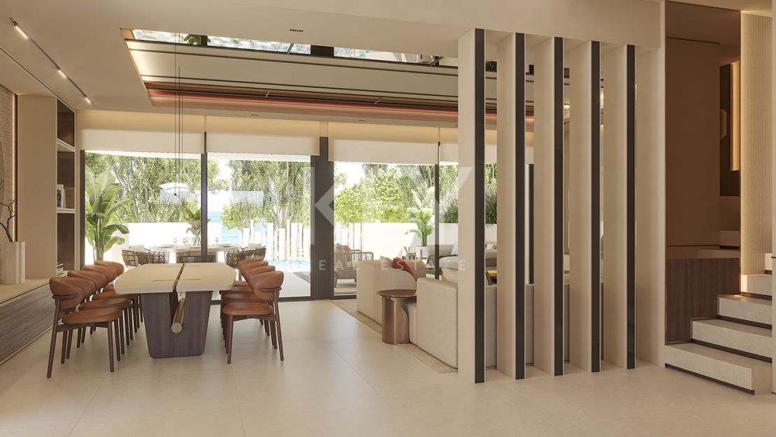 Lujosa villa pareada situada en primera línea de playa en Las Chapas, Marbella