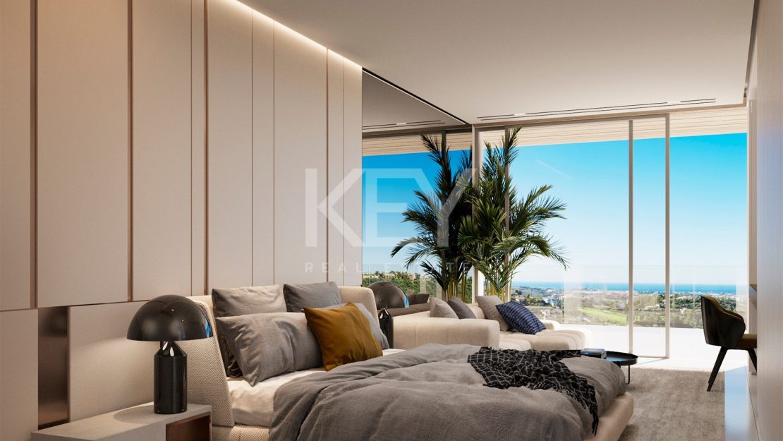 Last panoramic sea view Plot with luxury villa project in gated community of Lomas de La Quinta, Benahavís