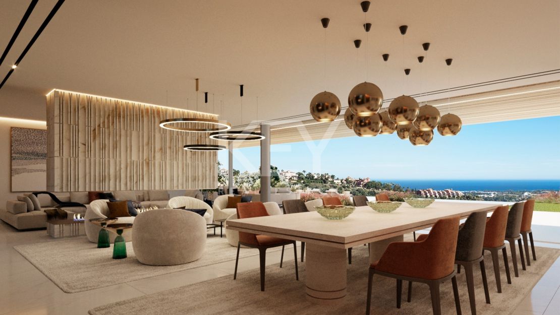 Last panoramic sea view Plot with luxury villa project in gated community of Lomas de La Quinta, Benahavís