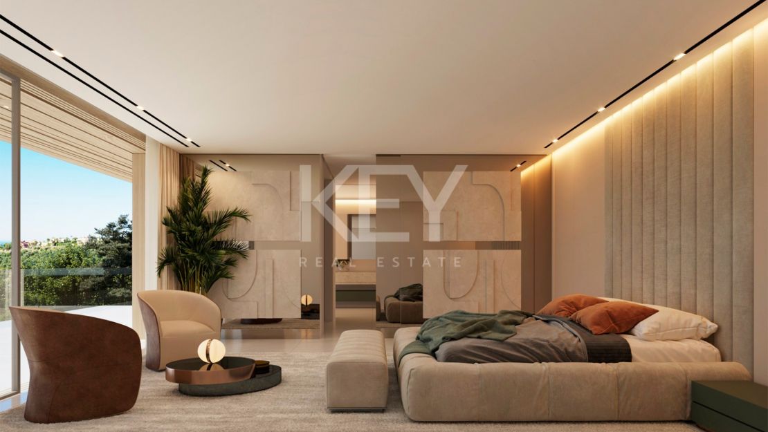 Last panoramic sea view Plot with luxury villa project in gated community of Lomas de La Quinta, Benahavís