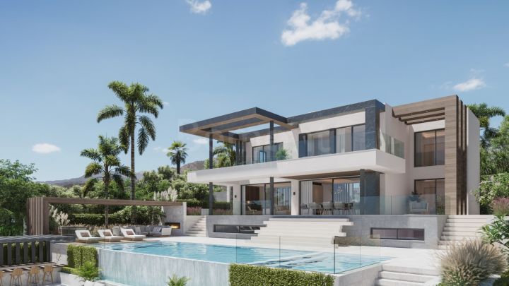 Luxury new build villas with golf and sea views for sale in Mijas
