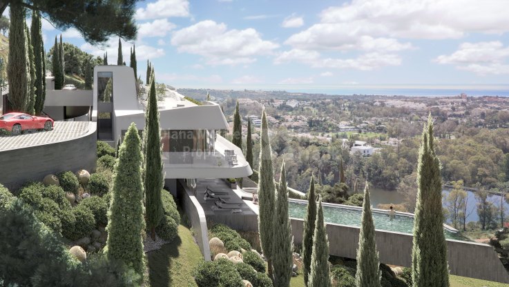 Schlüsselfertiges Projekt einer Ultra-Design-Villa mit unschlagbarem Ausblick - Villa zum Verkauf in Real de La Quinta, Benahavis