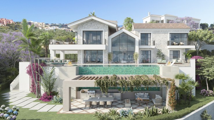 Villa estilo hacienda mediterránea en urbanización cerrada - Villa en venta en El Herrojo, Benahavis