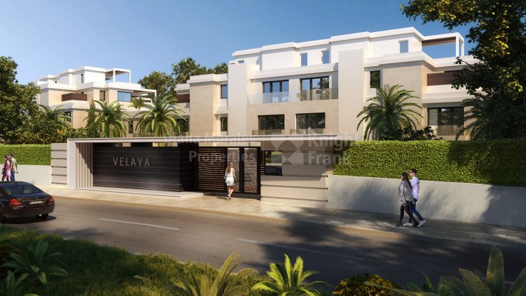Spektakuläre Doppelhaushälfte Villa im Bau in erster Linie des Meeres. - Einfamilienhaushälfte zum Verkauf in New Golden Mile, Estepona