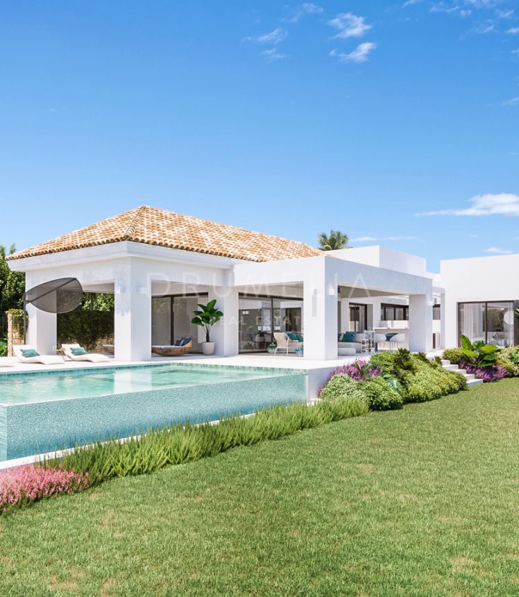 Brand-new elegant modern luxury Andalusian villa project in Bel Air, New Golden Mile, Estepona