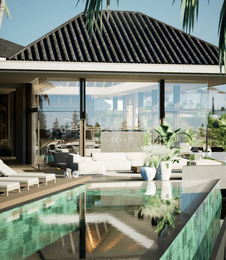 Brand-new extraordinary modern Balinese-themed designer villa in Puerto del Almendro, Benahavis.